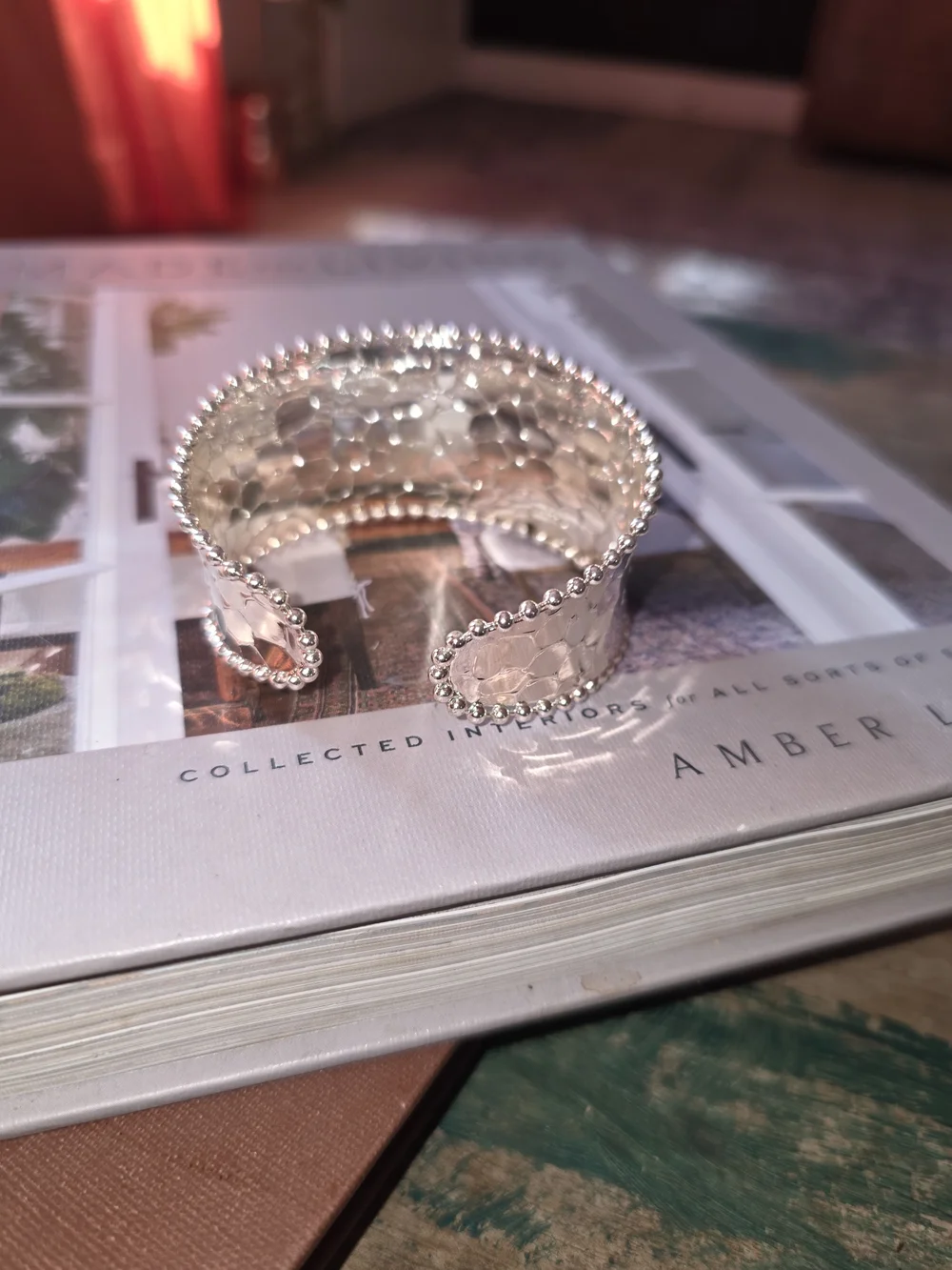 Source Unknown Silver Textured Wide Cuff Bracelet
